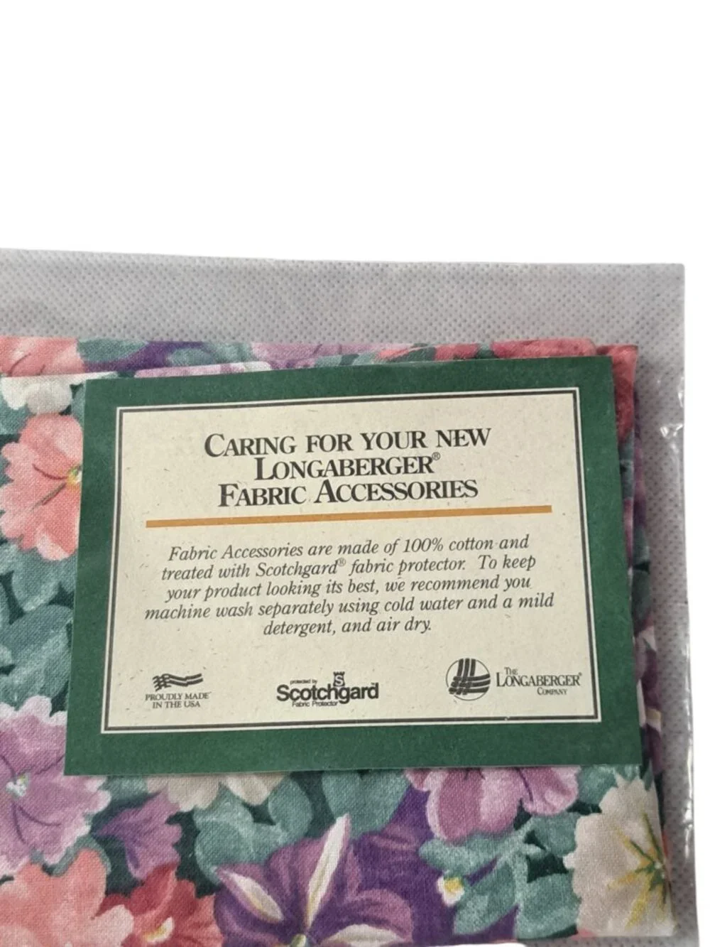 Longaberger Set Of 2 Petunia Fabric Napkins With Purple Trim Brand New